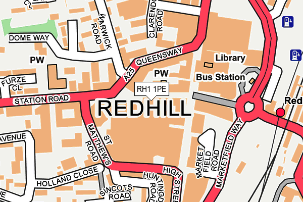 RH1 1PE map - OS OpenMap – Local (Ordnance Survey)