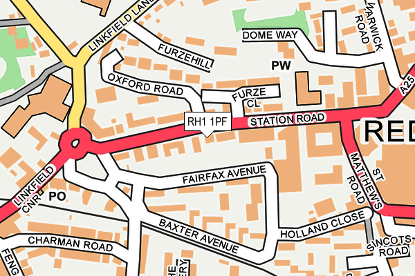 RH1 1PF map - OS OpenMap – Local (Ordnance Survey)