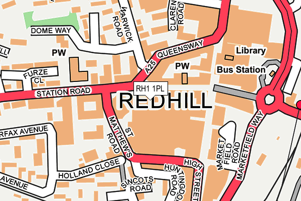 RH1 1PL map - OS OpenMap – Local (Ordnance Survey)