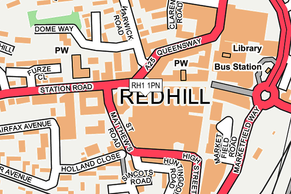 RH1 1PN map - OS OpenMap – Local (Ordnance Survey)