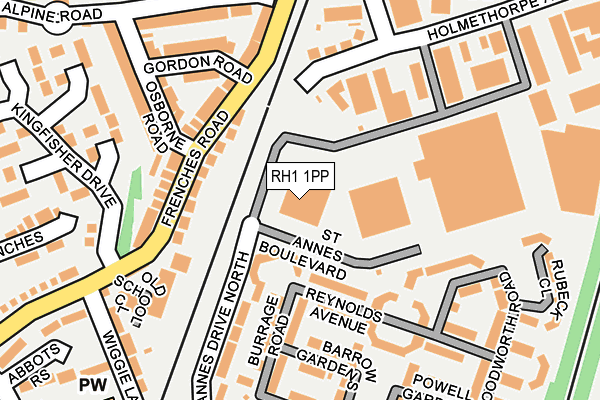 RH1 1PP map - OS OpenMap – Local (Ordnance Survey)