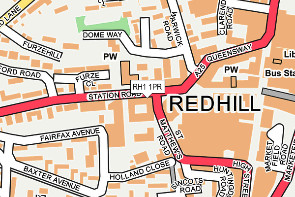 RH1 1PR map - OS OpenMap – Local (Ordnance Survey)