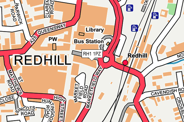 RH1 1PZ map - OS OpenMap – Local (Ordnance Survey)