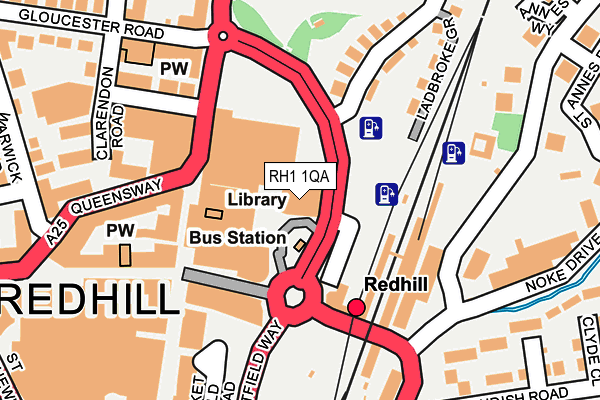 RH1 1QA map - OS OpenMap – Local (Ordnance Survey)