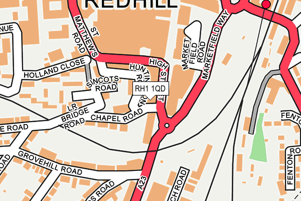 RH1 1QD map - OS OpenMap – Local (Ordnance Survey)