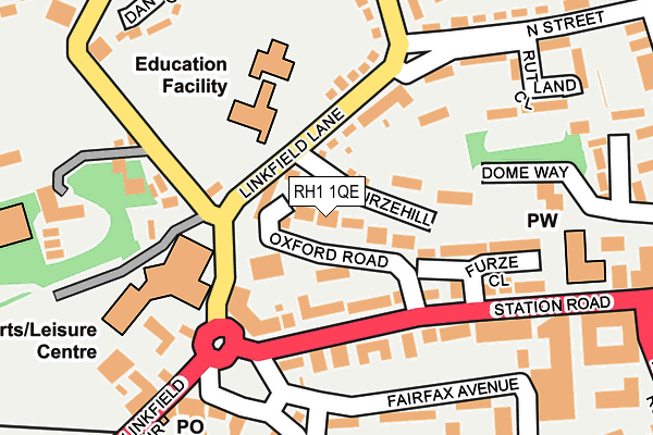 RH1 1QE map - OS OpenMap – Local (Ordnance Survey)