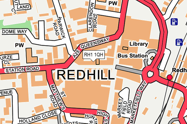 RH1 1QH map - OS OpenMap – Local (Ordnance Survey)