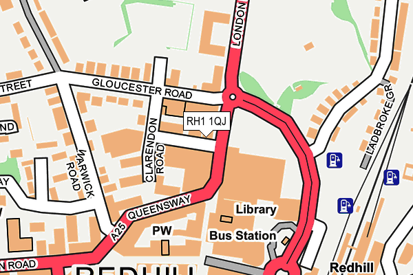 RH1 1QJ map - OS OpenMap – Local (Ordnance Survey)