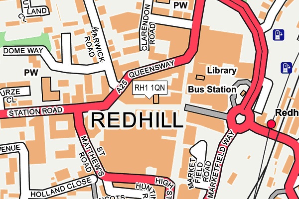 RH1 1QN map - OS OpenMap – Local (Ordnance Survey)