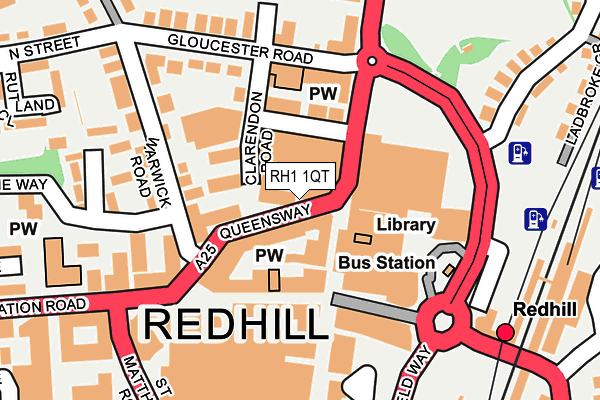 RH1 1QT map - OS OpenMap – Local (Ordnance Survey)