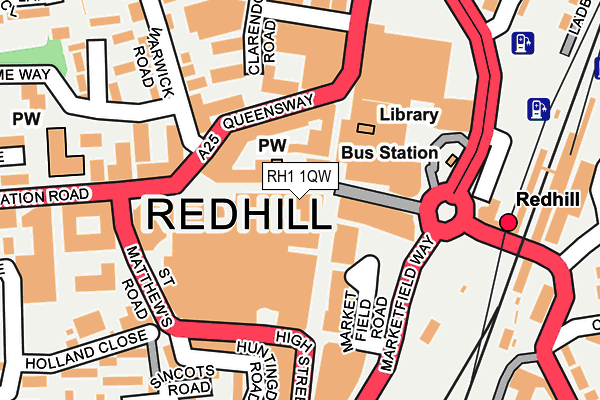 RH1 1QW map - OS OpenMap – Local (Ordnance Survey)