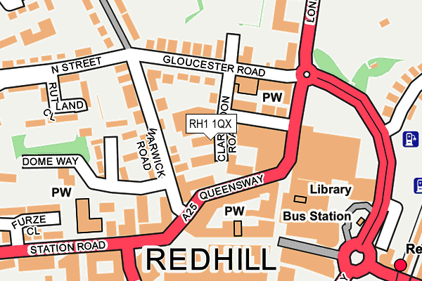 RH1 1QX map - OS OpenMap – Local (Ordnance Survey)