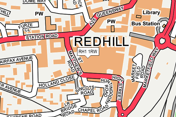 RH1 1RW map - OS OpenMap – Local (Ordnance Survey)