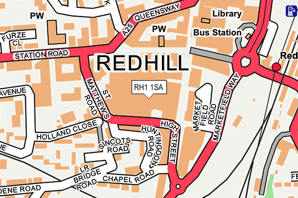 RH1 1SA map - OS OpenMap – Local (Ordnance Survey)