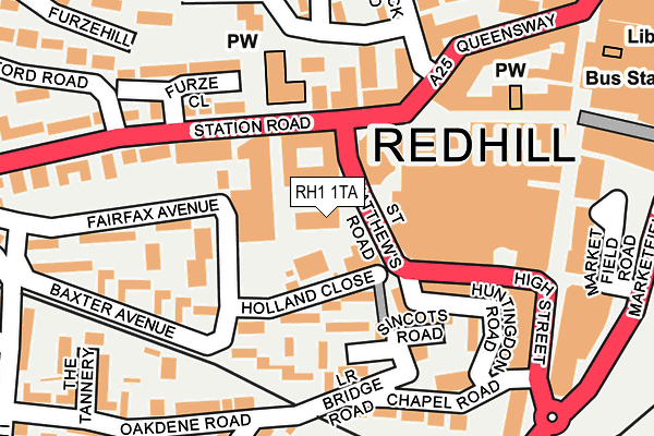 RH1 1TA map - OS OpenMap – Local (Ordnance Survey)