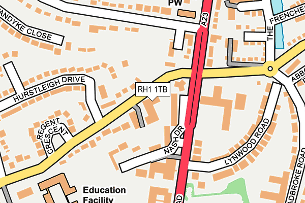 RH1 1TB map - OS OpenMap – Local (Ordnance Survey)