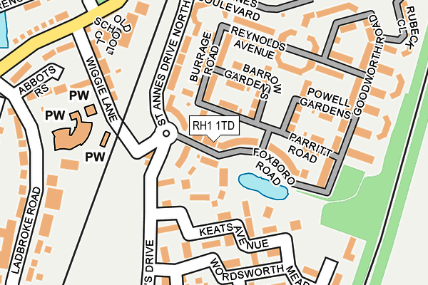 RH1 1TD map - OS OpenMap – Local (Ordnance Survey)