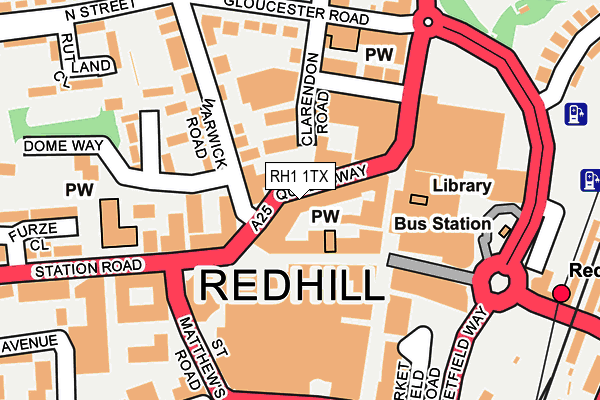 RH1 1TX map - OS OpenMap – Local (Ordnance Survey)