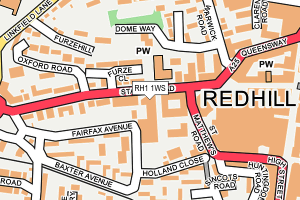 RH1 1WS map - OS OpenMap – Local (Ordnance Survey)