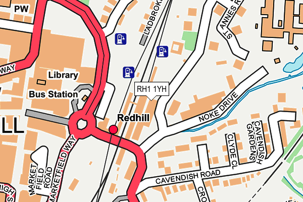 RH1 1YH map - OS OpenMap – Local (Ordnance Survey)