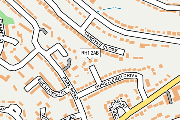 RH1 2AB map - OS OpenMap – Local (Ordnance Survey)