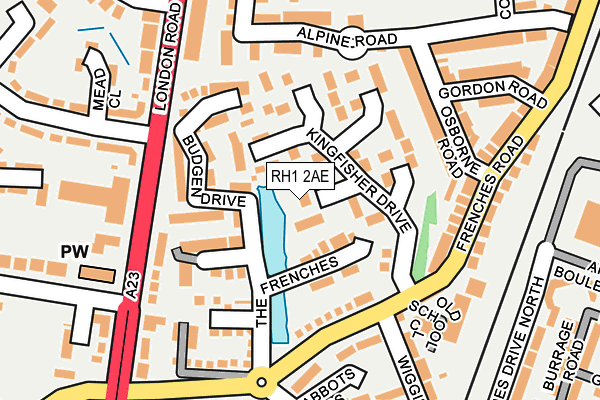 RH1 2AE map - OS OpenMap – Local (Ordnance Survey)