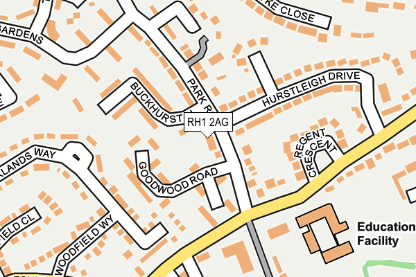RH1 2AG map - OS OpenMap – Local (Ordnance Survey)