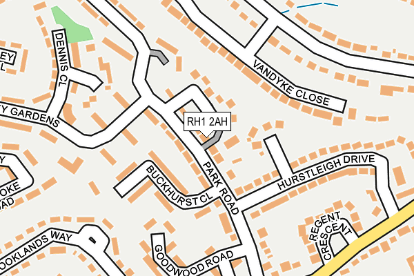 RH1 2AH map - OS OpenMap – Local (Ordnance Survey)