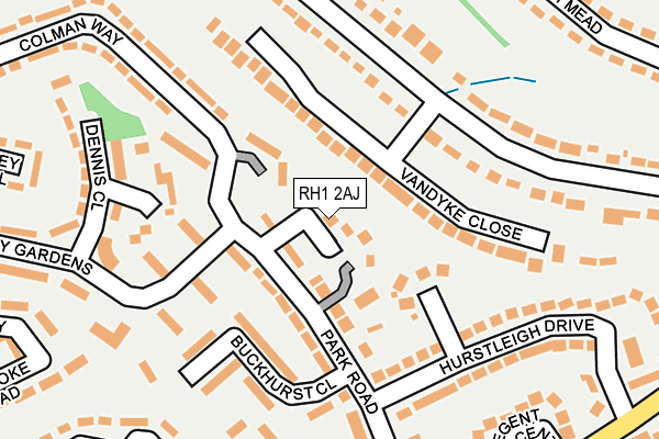 RH1 2AJ map - OS OpenMap – Local (Ordnance Survey)