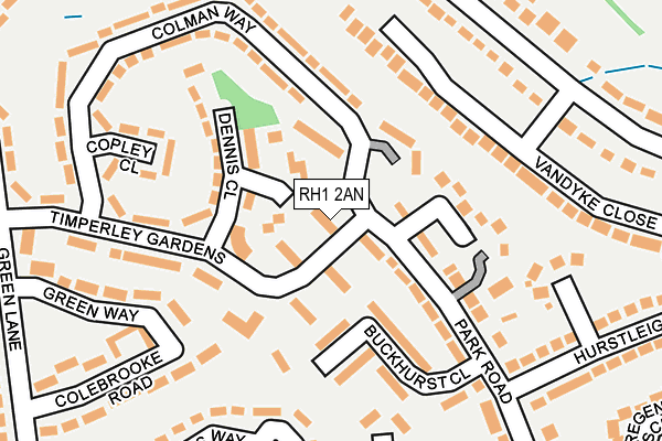 RH1 2AN map - OS OpenMap – Local (Ordnance Survey)