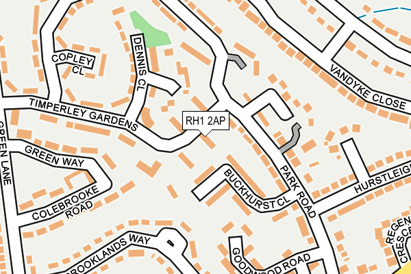 RH1 2AP map - OS OpenMap – Local (Ordnance Survey)