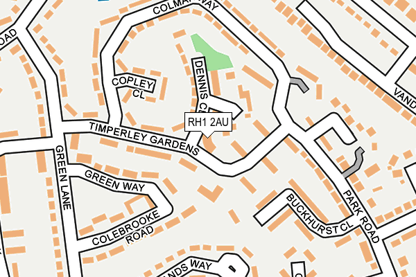 RH1 2AU map - OS OpenMap – Local (Ordnance Survey)