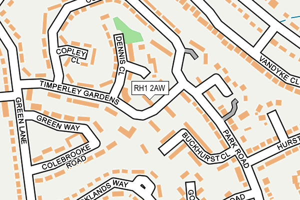 RH1 2AW map - OS OpenMap – Local (Ordnance Survey)