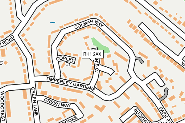 RH1 2AX map - OS OpenMap – Local (Ordnance Survey)