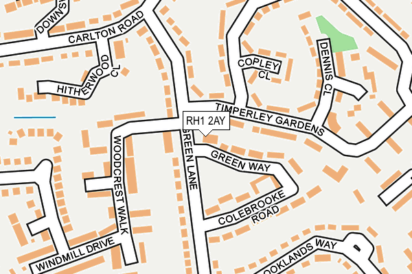 RH1 2AY map - OS OpenMap – Local (Ordnance Survey)