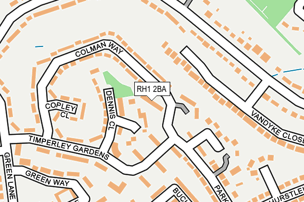 RH1 2BA map - OS OpenMap – Local (Ordnance Survey)