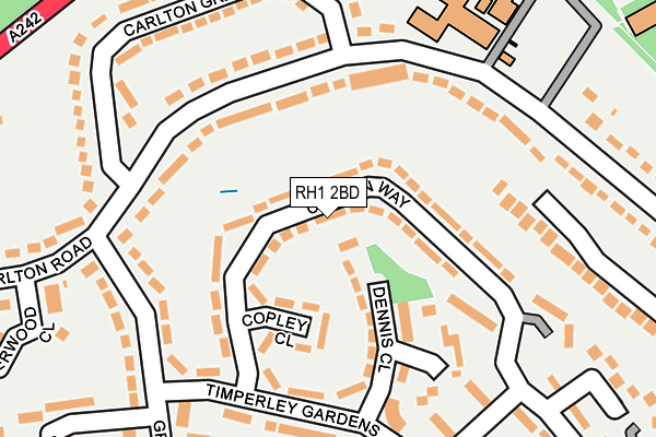 RH1 2BD map - OS OpenMap – Local (Ordnance Survey)
