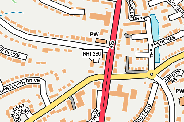 RH1 2BU map - OS OpenMap – Local (Ordnance Survey)