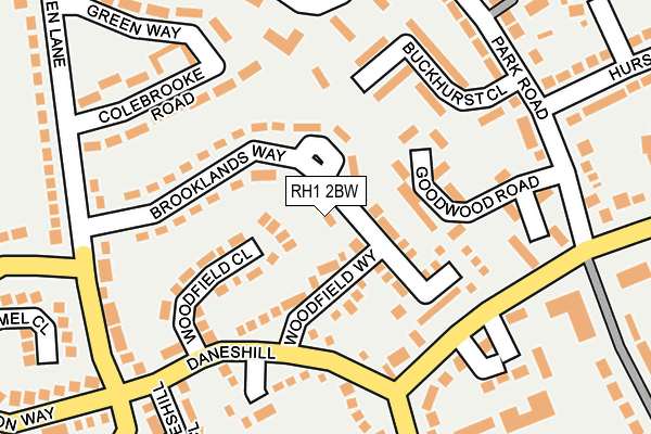 RH1 2BW map - OS OpenMap – Local (Ordnance Survey)