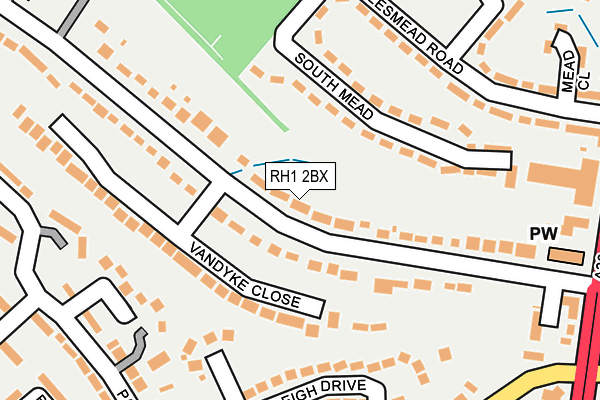 RH1 2BX map - OS OpenMap – Local (Ordnance Survey)