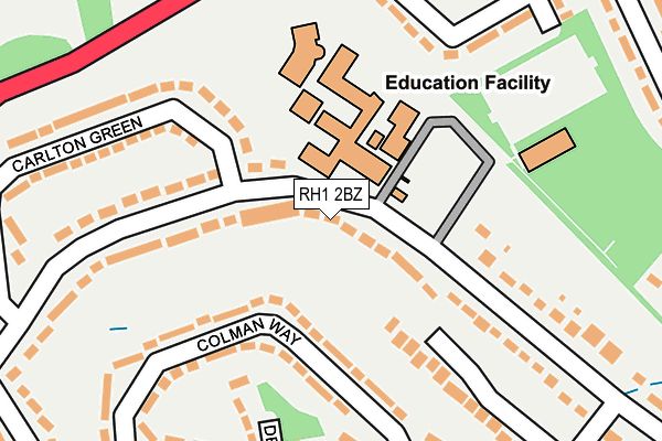 RH1 2BZ map - OS OpenMap – Local (Ordnance Survey)