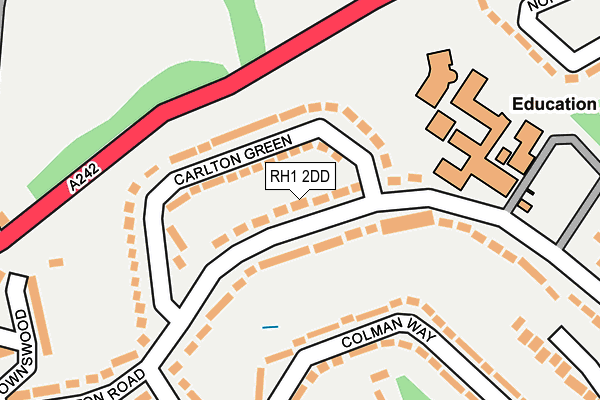 RH1 2DD map - OS OpenMap – Local (Ordnance Survey)