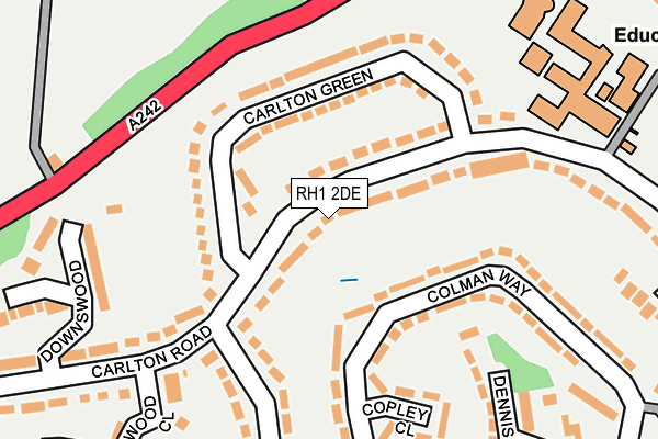 RH1 2DE map - OS OpenMap – Local (Ordnance Survey)