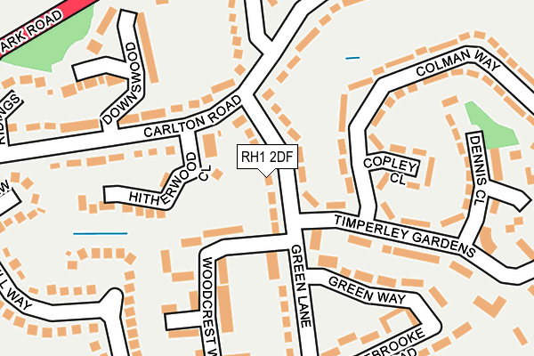 RH1 2DF map - OS OpenMap – Local (Ordnance Survey)