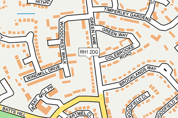 RH1 2DG map - OS OpenMap – Local (Ordnance Survey)