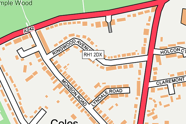 RH1 2DX map - OS OpenMap – Local (Ordnance Survey)