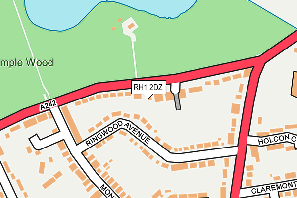 RH1 2DZ map - OS OpenMap – Local (Ordnance Survey)