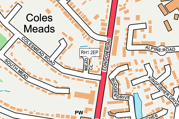 RH1 2EP map - OS OpenMap – Local (Ordnance Survey)