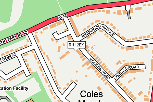 RH1 2EX map - OS OpenMap – Local (Ordnance Survey)