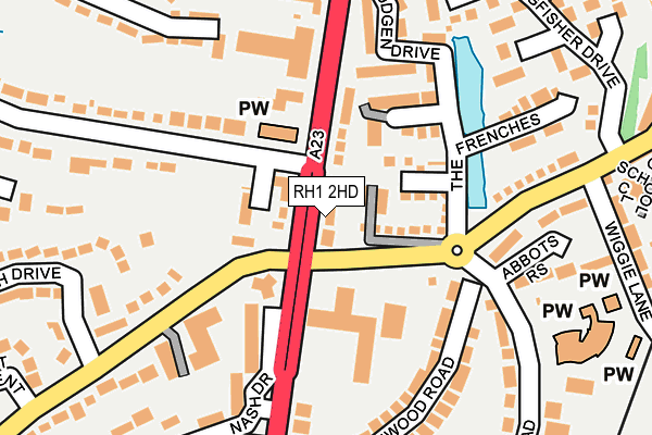 RH1 2HD map - OS OpenMap – Local (Ordnance Survey)